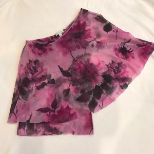 Floral print one shoulder blouse